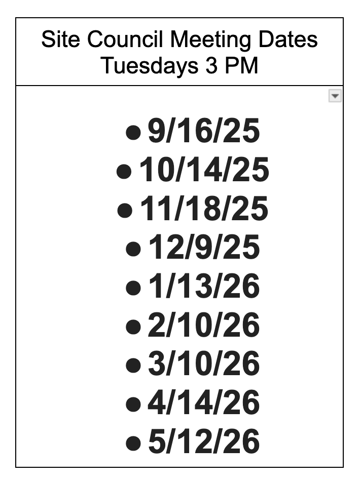 Site Council Meeting Dates